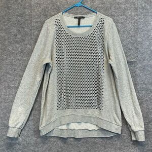 BCBGMaxAzria Sweatshirt Women’s Large Grey Studded Pullover Crewneck Long Sleeve